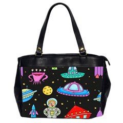 Seamless Pattern With Space Objects Ufo Rockets Aliens Hand Drawn Elements Space Oversize Office Handbag (2 Sides) by Vaneshart