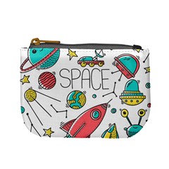 Space Cosmos Seamless Pattern Seamless Pattern Doodle Style Mini Coin Purse by Vaneshart