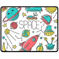 Space Cosmos Seamless Pattern Seamless Pattern Doodle Style Fleece Blanket (medium) 