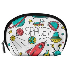 Space Cosmos Seamless Pattern Seamless Pattern Doodle Style Accessory Pouch (large) by Vaneshart