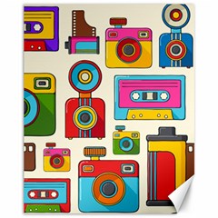 Retro Cameras Audio Cassettes Hand Drawn Pop Art Style Seamless Pattern Canvas 11  X 14  by Vaneshart