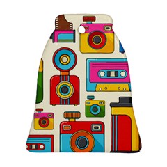 Retro Cameras Audio Cassettes Hand Drawn Pop Art Style Seamless Pattern Bell Ornament (two Sides)