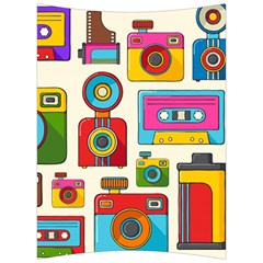 Retro Cameras Audio Cassettes Hand Drawn Pop Art Style Seamless Pattern Back Support Cushion by Vaneshart