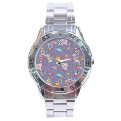 Outer Space Seamless Background Stainless Steel Analogue Watch