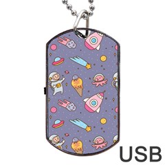 Outer Space Seamless Background Dog Tag Usb Flash (two Sides)