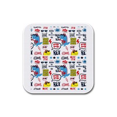 Monster Cool Seamless Pattern Rubber Square Coaster (4 Pack) 