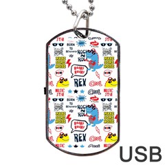 Monster Cool Seamless Pattern Dog Tag Usb Flash (one Side)
