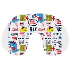 Monster Cool Seamless Pattern Travel Neck Pillow