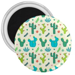 Cactus Succulents Floral Seamless Pattern 3  Magnets