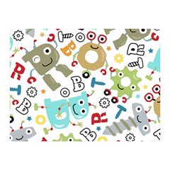 Seamless Pattern Vector With Funny Robots Cartoon Double Sided Flano Blanket (mini)  by Vaneshart