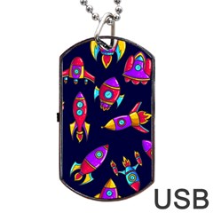 Space Patterns Dog Tag Usb Flash (one Side) by Vaneshart