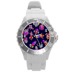 Space Patterns Round Plastic Sport Watch (l)