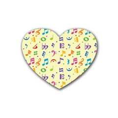 Seamless Pattern Musical Note Doodle Symbol Rubber Coaster (heart)  by Vaneshart