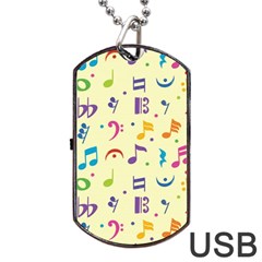 Seamless Pattern Musical Note Doodle Symbol Dog Tag Usb Flash (two Sides) by Vaneshart