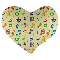 Seamless Pattern Musical Note Doodle Symbol Large 19  Premium Heart Shape Cushions