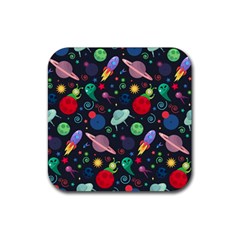 Cosmos Ufo Concept Seamless Pattern Rubber Coaster (square) 