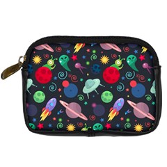 Cosmos Ufo Concept Seamless Pattern Digital Camera Leather Case