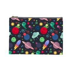 Cosmos Ufo Concept Seamless Pattern Cosmetic Bag (large) by Vaneshart