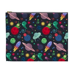 Cosmos Ufo Concept Seamless Pattern Cosmetic Bag (xl) by Vaneshart