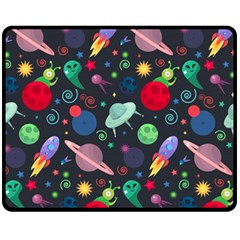 Cosmos Ufo Concept Seamless Pattern Double Sided Fleece Blanket (medium)  by Vaneshart