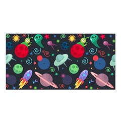 Cosmos Ufo Concept Seamless Pattern Satin Shawl by Vaneshart