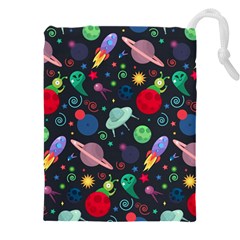 Cosmos Ufo Concept Seamless Pattern Drawstring Pouch (4xl) by Vaneshart