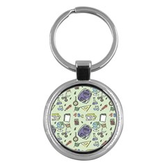 Hand Drawn Pattern School Key Chain (round)