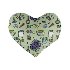 Hand Drawn Pattern School Standard 16  Premium Heart Shape Cushions