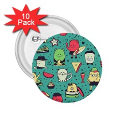 Seamless Pattern With Funny Monsters Cartoon Hand Drawn Characters Unusual Creatures 2 25  Buttons (10 Pack) 