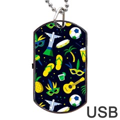 Seamless Brazilian Carnival Pattern With Musical Instruments Dog Tag Usb Flash (two Sides)