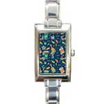 Brazil Musical Instruments Seamless Carnival Pattern Rectangle Italian Charm Watch Front