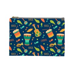 Brazil Musical Instruments Seamless Carnival Pattern Cosmetic Bag (large) by Vaneshart