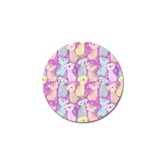 Colorful Cute Cat Seamless Pattern Purple Background Golf Ball Marker (4 Pack) by Vaneshart