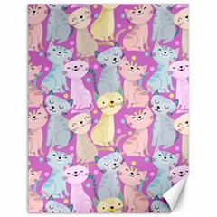 Colorful Cute Cat Seamless Pattern Purple Background Canvas 12  X 16  by Vaneshart