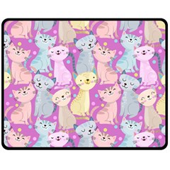 Colorful Cute Cat Seamless Pattern Purple Background Fleece Blanket (medium) 