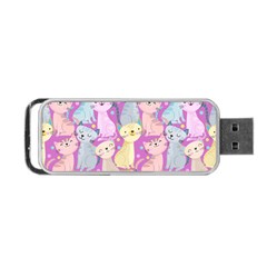 Colorful Cute Cat Seamless Pattern Purple Background Portable Usb Flash (two Sides)