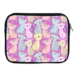 Colorful Cute Cat Seamless Pattern Purple Background Apple Ipad 2/3/4 Zipper Cases by Vaneshart