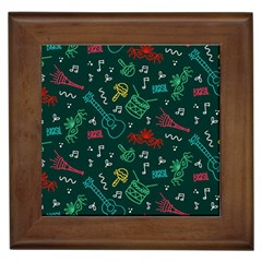 Guitars Musical Notes Seamless Carnival Pattern Framed Tile by Vaneshart