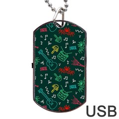 Guitars Musical Notes Seamless Carnival Pattern Dog Tag Usb Flash (one Side) by Vaneshart