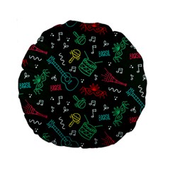 Guitars Musical Notes Seamless Carnival Pattern Standard 15  Premium Round Cushions