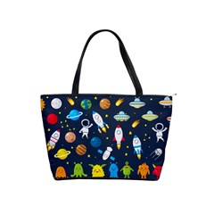 Big Set Cute Astronauts Space Planets Stars Aliens Rockets Ufo Constellations Satellite Moon Rover V Classic Shoulder Handbag