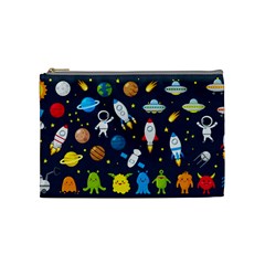 Big Set Cute Astronauts Space Planets Stars Aliens Rockets Ufo Constellations Satellite Moon Rover V Cosmetic Bag (medium)