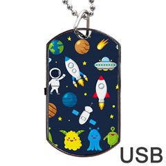 Big Set Cute Astronauts Space Planets Stars Aliens Rockets Ufo Constellations Satellite Moon Rover V Dog Tag Usb Flash (one Side)