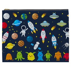 Big Set Cute Astronauts Space Planets Stars Aliens Rockets Ufo Constellations Satellite Moon Rover V Cosmetic Bag (xxxl) by Vaneshart