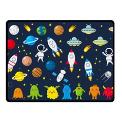 Big Set Cute Astronauts Space Planets Stars Aliens Rockets Ufo Constellations Satellite Moon Rover V Double Sided Fleece Blanket (small)  by Vaneshart