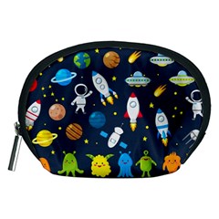 Big Set Cute Astronauts Space Planets Stars Aliens Rockets Ufo Constellations Satellite Moon Rover V Accessory Pouch (medium) by Vaneshart