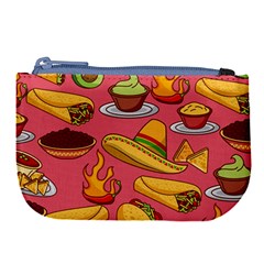 Seamless Pattern Mexican Food Hat Traditional Large Coin Purse by Vaneshart