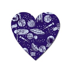 Space Sketch Seamless Pattern Heart Magnet by Vaneshart