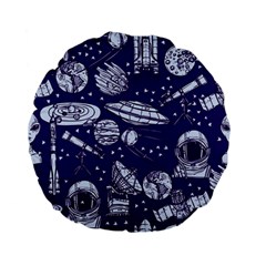 Space Sketch Seamless Pattern Standard 15  Premium Flano Round Cushions