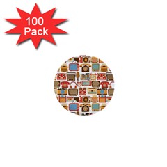 Vintage Gadget Seamless Pattern 1  Mini Buttons (100 Pack) 
